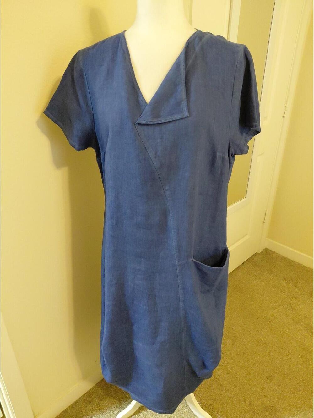Elemente Clemente Linen Dress Blue Size 12 Excellent Condition